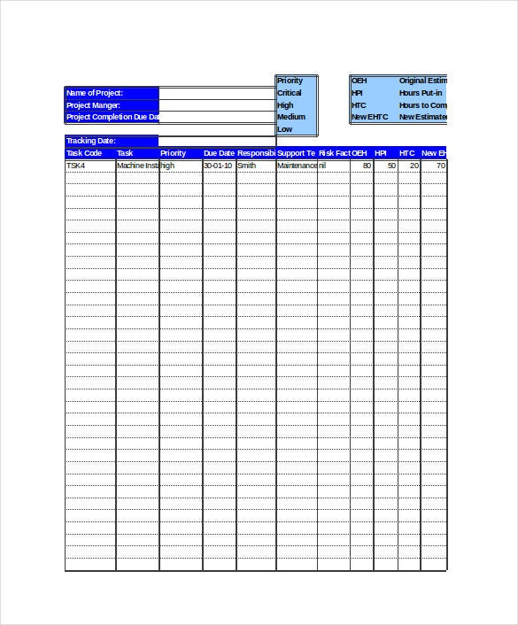 project tracker template word